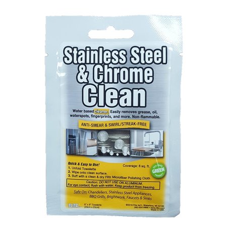 FLITZ 8 x 8 in. Stainless Steel & Chrome Cleaner Degreaser Towelette Packet SP 01501